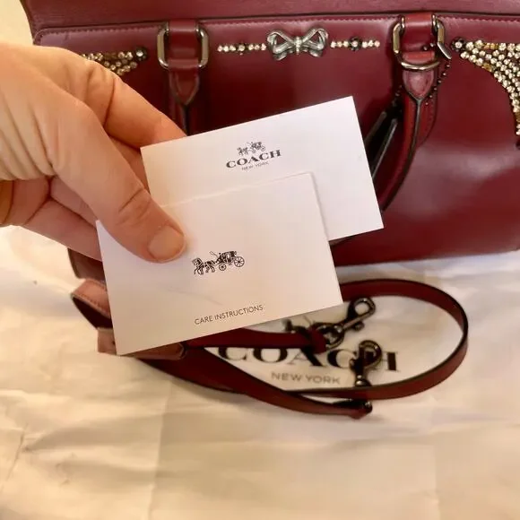 Coach x Selena Gomez Collection Bond Bow Bag Satchel Burgundy handbag purse - Picture 12 of 16